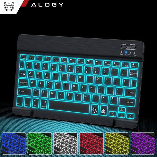 Alogy RGB LED Klawiatura Bezprzewodowa Bluetooth iOS/Android/Windows Czarna