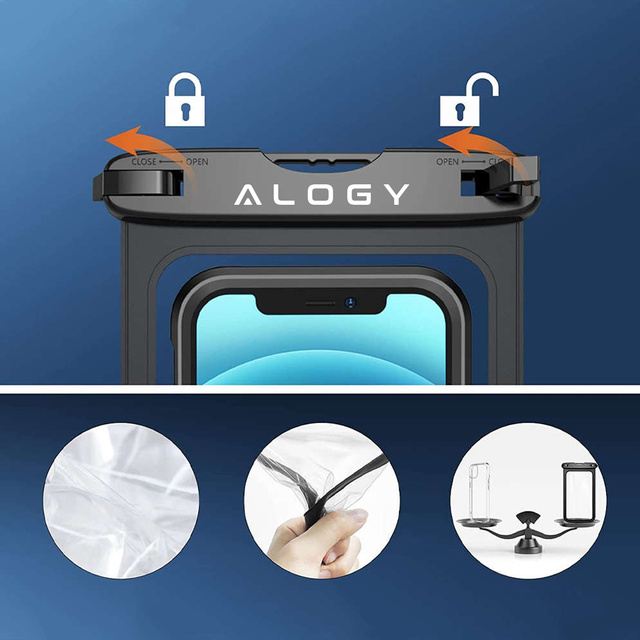 Alogy Etui wodoodporne Waterproof Case torba wodoszczelna uniwersalna IPX8 na telefon i akcesoria Czarne