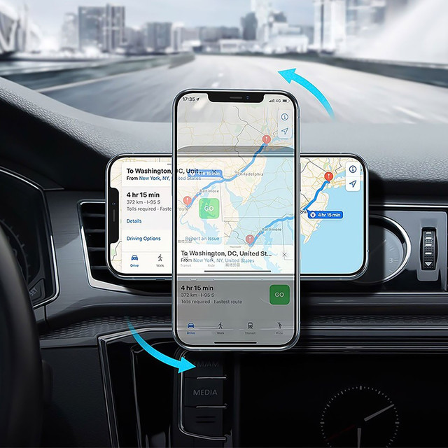 Alogy Uchwyt do samochodu 2w1 z ładowarką Qi Airvent MagSafe Charger do MagSafe 15W do kratki samochodowy Czarny