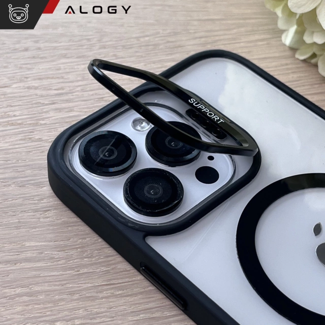 Alogy Etui hybrydowe ochronne do Apple iPhone 16 Pro KickStand Hybrid Case z podpórką do MagSafe Czarne