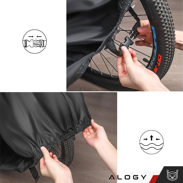 Alogy Pokrowiec na rower/skuter/motor plandeka futerał rowerowy ochronny wodoodporny zima/lato z etui Czarny XL