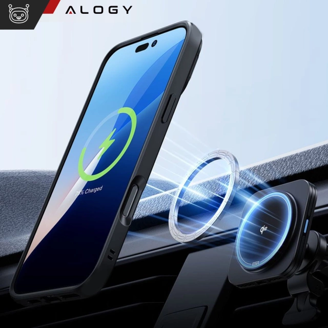 Alogy Etui hybrydowe ochronne do Apple iPhone 16 Pro KickStand Hybrid Case z podpórką do MagSafe Czarne
