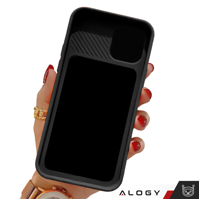 Alogy Camshield Soft Matt Etui ochronne do Apple iPhone 15 Pro Max obudowa z osłoną na obiektyw aparat Slide Czarne