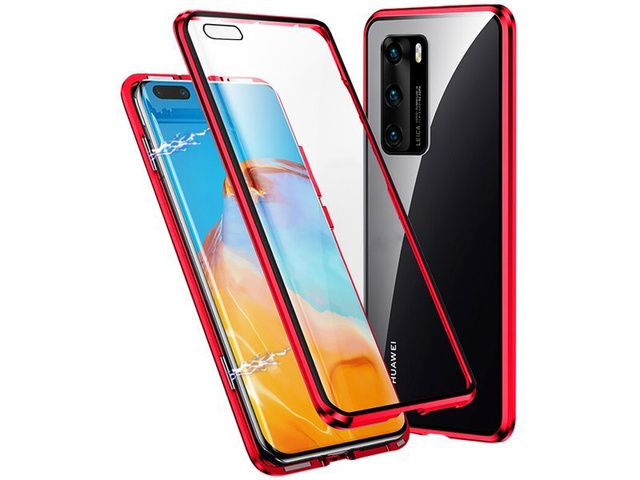 Etui na telefon magnetyczne Dr.Fit szklane do Huawei P40  Czerwone