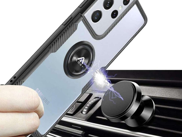 Alogy Etui na telefon Ring Holder Clear Armor do Galaxy S21 Ultra czarne