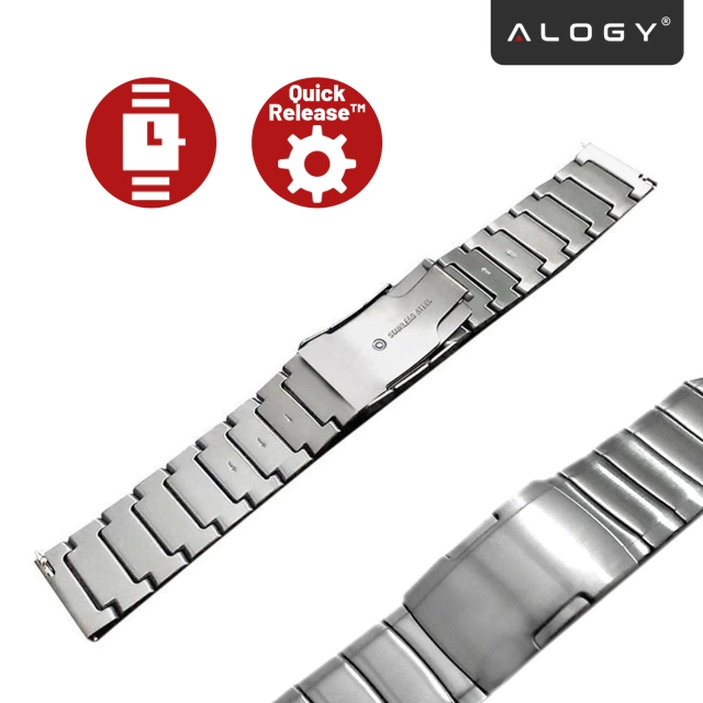 Alogy Bransoleta Steel Simple pasek stal nierdzewna do smartwatcha 20mm Srebrna
