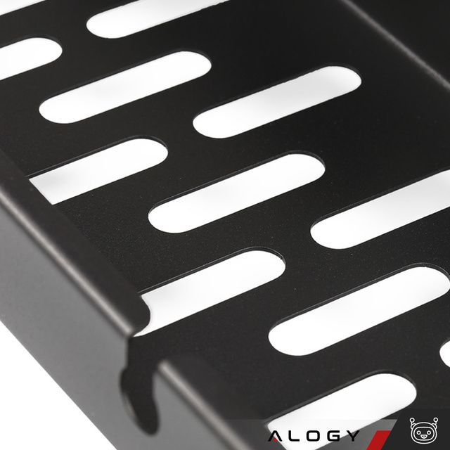 Alogy Organizer kabli pod blat półka regulowana na kable listwe biurkowy aluminiowy uchwyt Czarny 