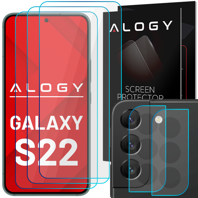 Alogy Glass Pack 3x Szkło hartowane na ekran 9h + 2x Szkło na obiektyw do Samsung Galaxy S22