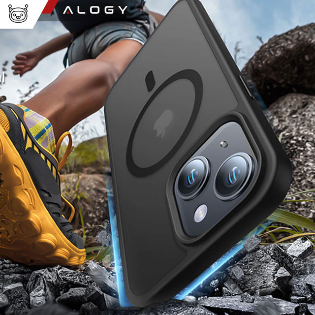 Alogy Etui ochronne do iPhone 15 Plus Ring Case obudowa na telefon do MagSafe Czarne