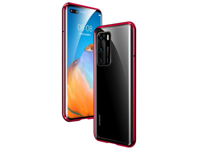 Etui na telefon magnetyczne Dr.Fit szklane do Huawei P40  Czerwone