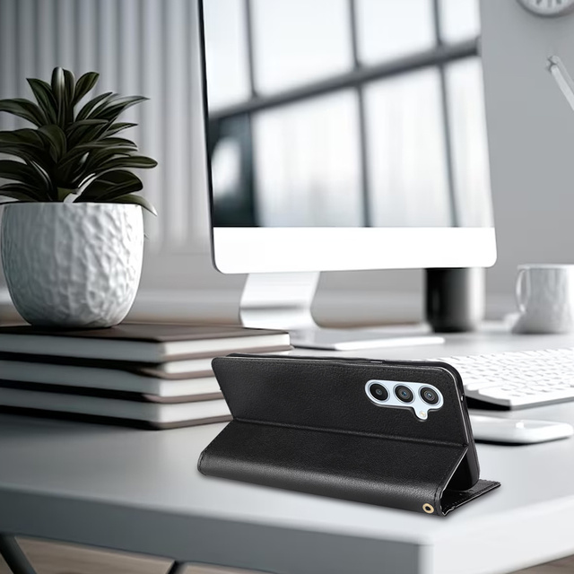 Alogy Etui ochronne z klapką skórzany portfel Wallet Case obudowa na telefon do Samsung Galaxy A34 Czarny