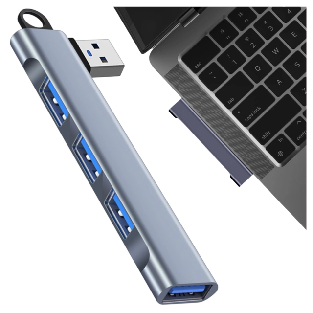 HUB rozdzielacz Alogy Adapter do komputera laptopa z USB-A do 3x USB-A 2.0 1x USB-A 3.0 Szary