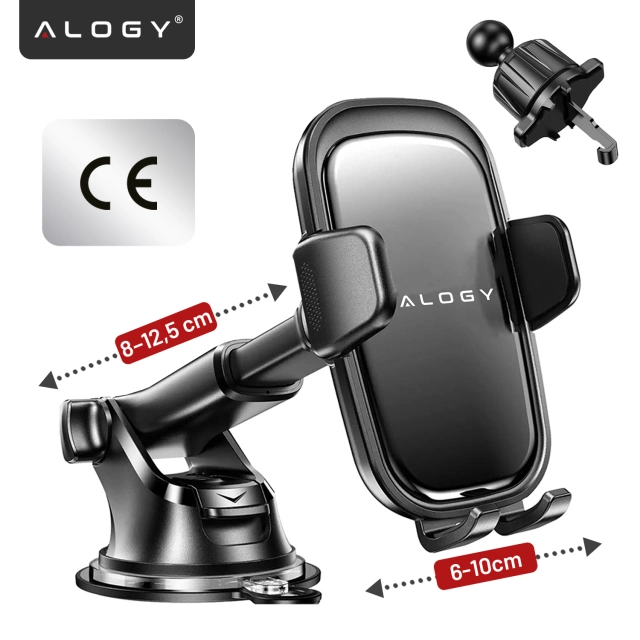 Uchwyt samochodowy na telefon szybę kratkę kokpit deskę do samochodu auta do telefonu 7" Alogy 3w1 Czarny + Organizer