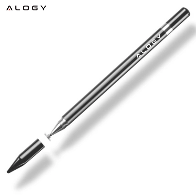 Alogy Rysik dotykowy 2w1 do ekranu telefonu tabletu z długopisem pojemnościowy Czarny