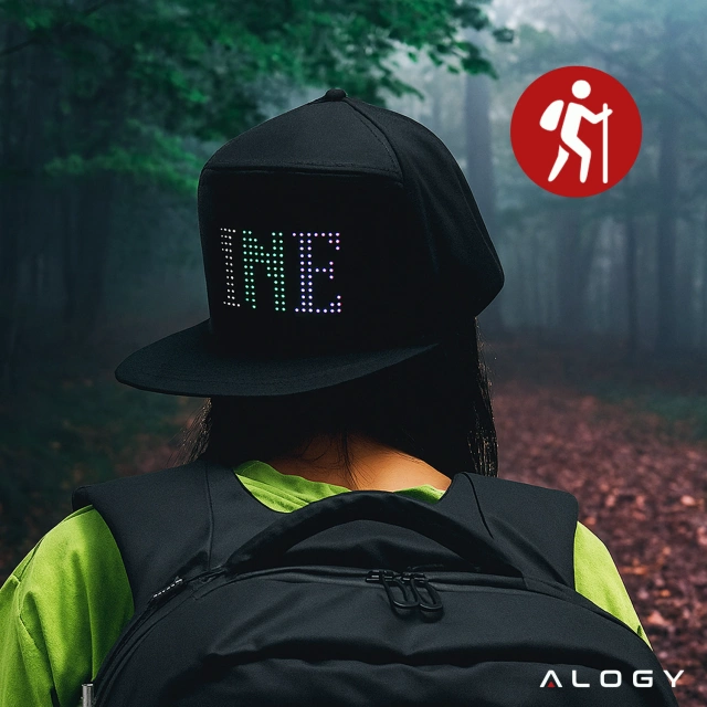 Czapka z daszkiem z oświetleniem LED RGB Piksele bluetooth Alogy PixelCap™ led telefon komórkowy sterowana aplikacją pixel Czarna