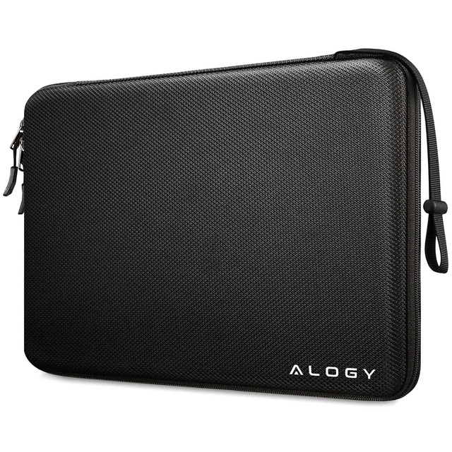 Torba na laptopa 13–14" do MacBook Air / Pro (M1 M2 M3 M4) – twarde etui ochronne Hard Foam, sztywna konstrukcja, ochrona przed uderzeniami i wilgocią – Alogy ShieldCase™ Czarna