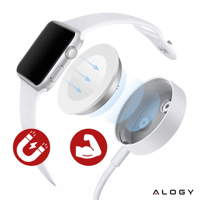 Alogy Ładowarka indukcyjna QI Charger do Apple Watch USB-C 100cm Biała
