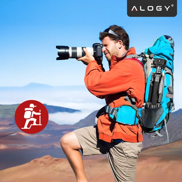 Alogy Statyw Fotograficzny Tripod Uniwersalny stojak do Kamer 1/4 uchwyt na telefon aparat 170cm Czarny