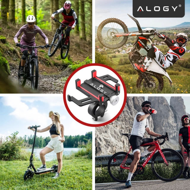 Alogy Uchwyt rowerowy Bike Phone Holder do telefonu 55-95mm na kierownicę na rower hulajnogę motor Czarny