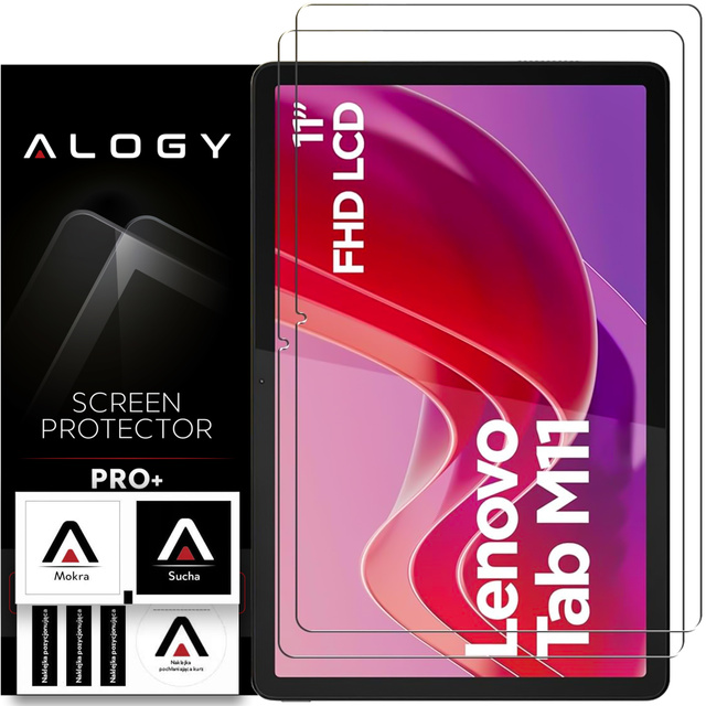 2x Szkło hartowane do Lenovo Tab K11E / M11 10.95" TB330FU/TB330XU/TB331FC na tablet ekran Alogy Screen Protector Pro+ 9H