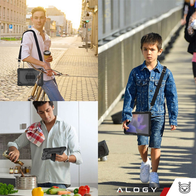 Etui do Samsung Galaxy Tab A11+ / A9+ Plus 2023 11" X210/X215/X216 pancerne obudowa z paskiem Alogy Case czarne