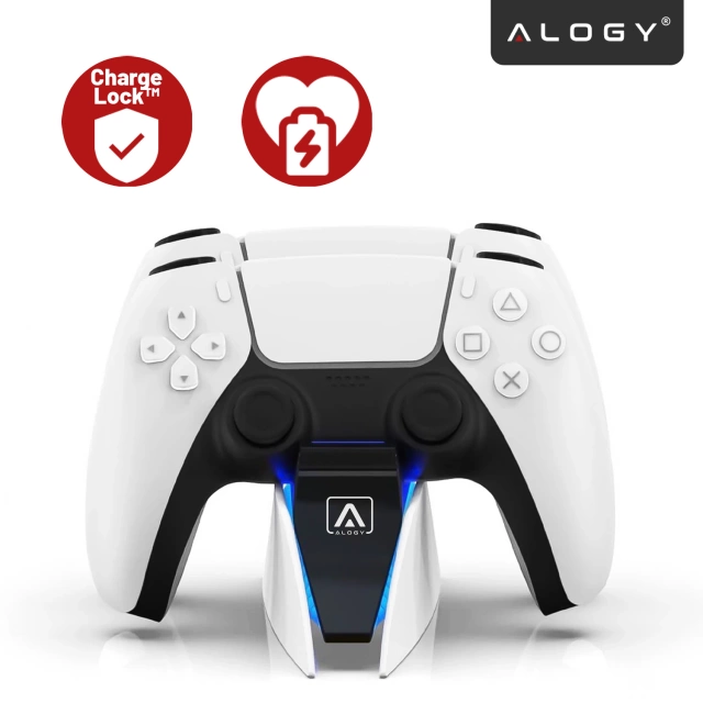 Alogy Podwójna stacja dokująca ładująca do kontrolera Pada do PlayStation 5 PS5 do 2 Padów Biała