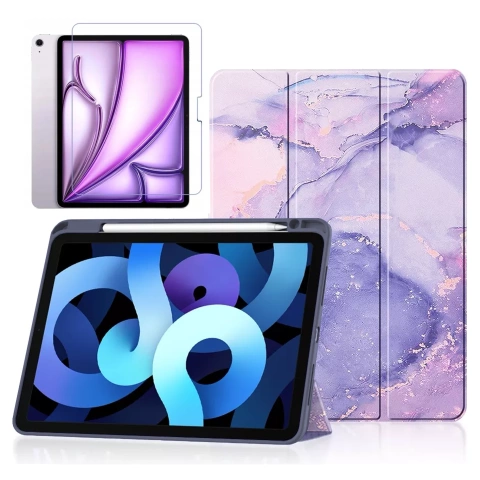 Etui hybrydowe z miejscem na rysik do Apple iPad Air 11" gen 7/6/5/4 | iPad Pro 11" 2018 Alogy Hybrid Book Cover Case Marble Fioletowe