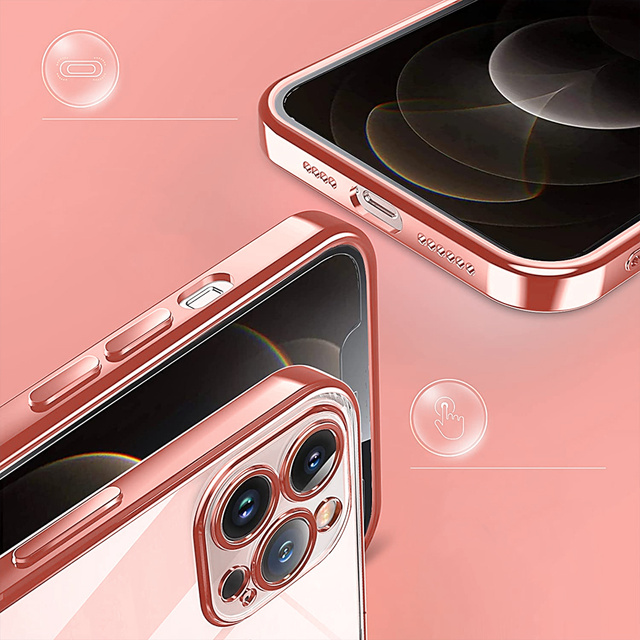 Alogy Etui ochronne TPU Luxury Case z osłonką na aparat do Apple iPhone 12 Pro różowo-przezroczyste
