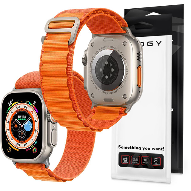 Alogy Pasek nylonowy Sport Strap do zegarka do Apple Watch 4/5/6/7/8/SE/Ultra (42/44/45/49mm) Pomarańczowy