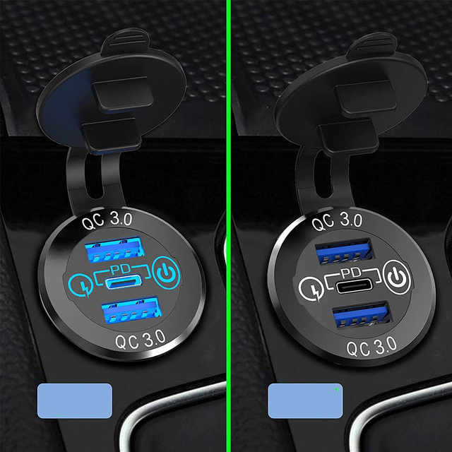 Alogy Ładowarka samochodowa LED gniazdo Mini Car Charge konektory Alogy 2x USB QC 3.0 + USB-C 60W