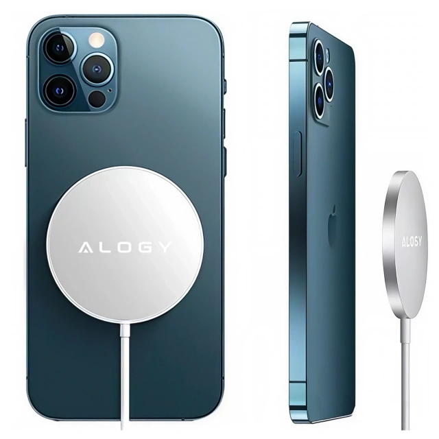 Ładowarka indukcyjna do iPhone 12/13/14/15/ PRO / MAX/ MINI/ ULTRA Alogy do MagSafe bezprzewodowa 20W  Biała