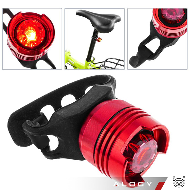 2x Lampka rowerowa tylna na tył roweru oświetlenie LED światełko światło tylnie czerwona aluminiowa wodoodporna IPX4 50lm Alogy