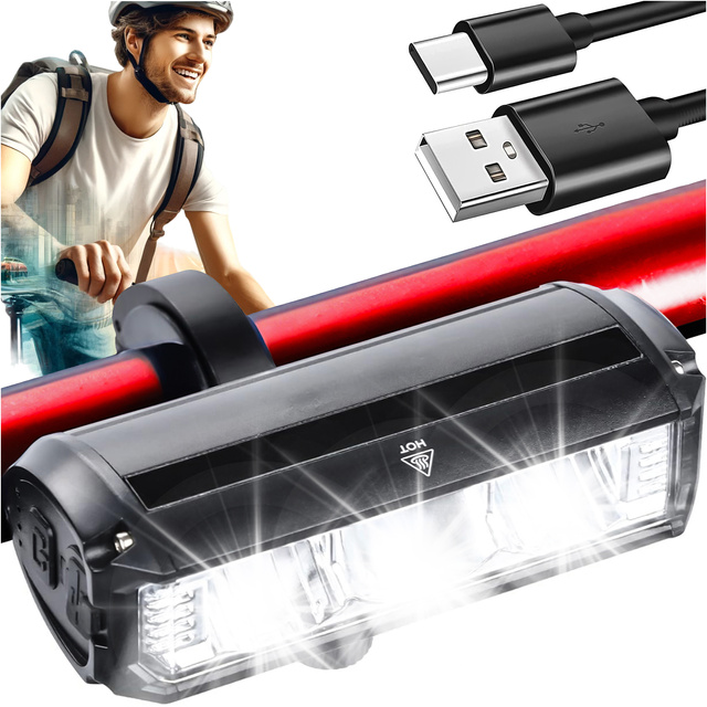 Alogy 610 Lampka rowerowa przednia halogen LED światło oświetlenie roweru na przód rower kierownicę Mocna 900lm czarna