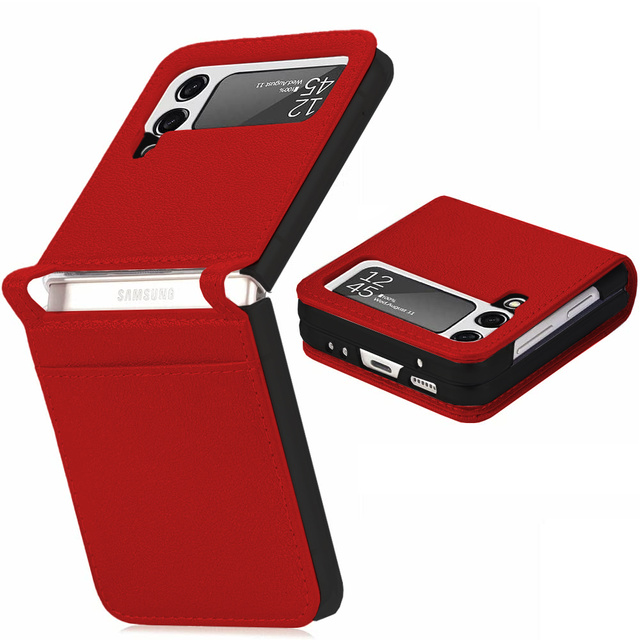 Alogy Etui na telefon z klapką portfel skórzane do Samsung Galaxy Z Flip 3 5G Czerwone