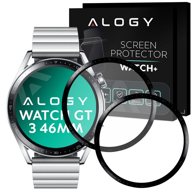 Alogy 2x Szkło na smartwatch elastyczne 3D do Huawei Watch GT 3 46mm Black