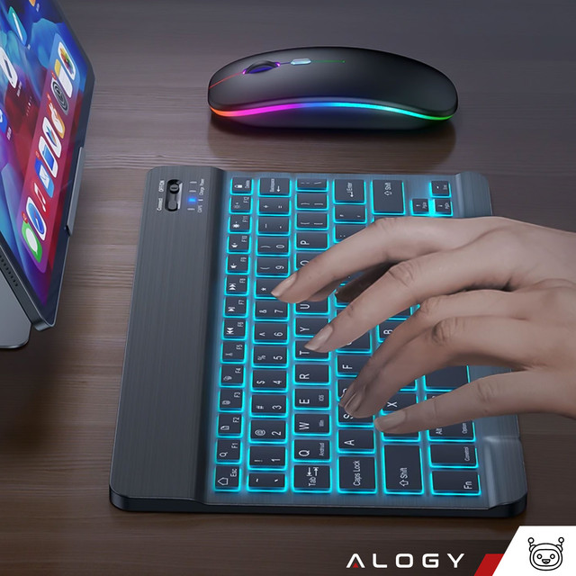 Alogy RGB LED Klawiatura Bezprzewodowa Bluetooth iOS/Android/Windows Czarna