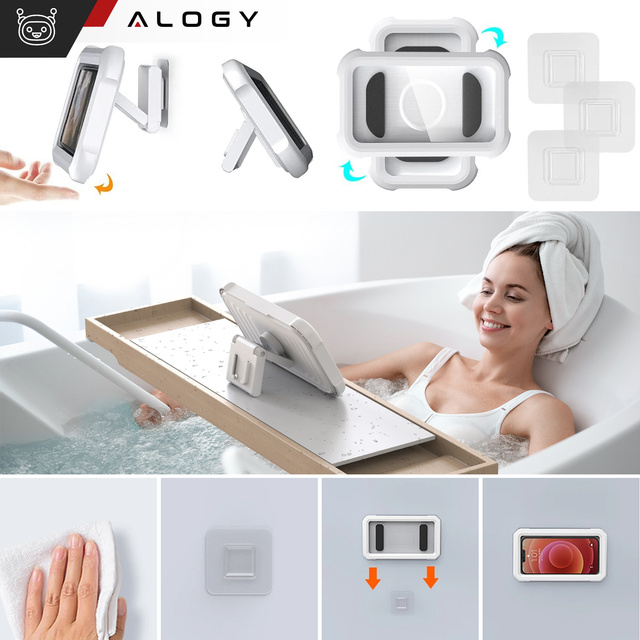 Alogy Waterproof Case Etui wodoodporne na telefon 4-7" pod prysznic Uchwyt futerał podstawka Białe