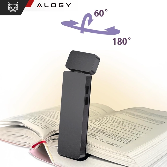 Lampka LED do czytania Alogy Clip Lamp Lampa z klipsem do książki na książkę 15 trybów akumulator Szara