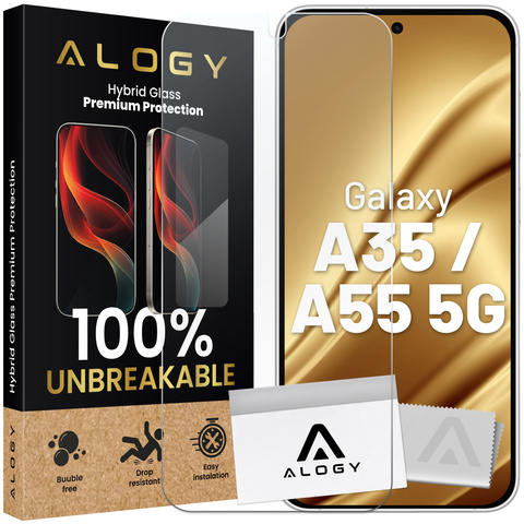 Szkło hybrydowe do Samsung Galaxy A35 / A55 5G na ekran Alogy Flexi Glass 9H Case Friendly płaskie na ekran