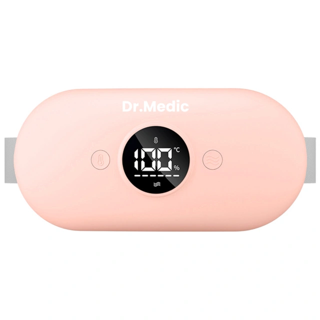 Pas Grzejący z Masażerem na okres i plecy - przeciwbólowy, ciepło + wibracje, 6 poziomów intensywności, akumulator 1800 mAh - Dr.Medic ThermoPulse™ Różowy