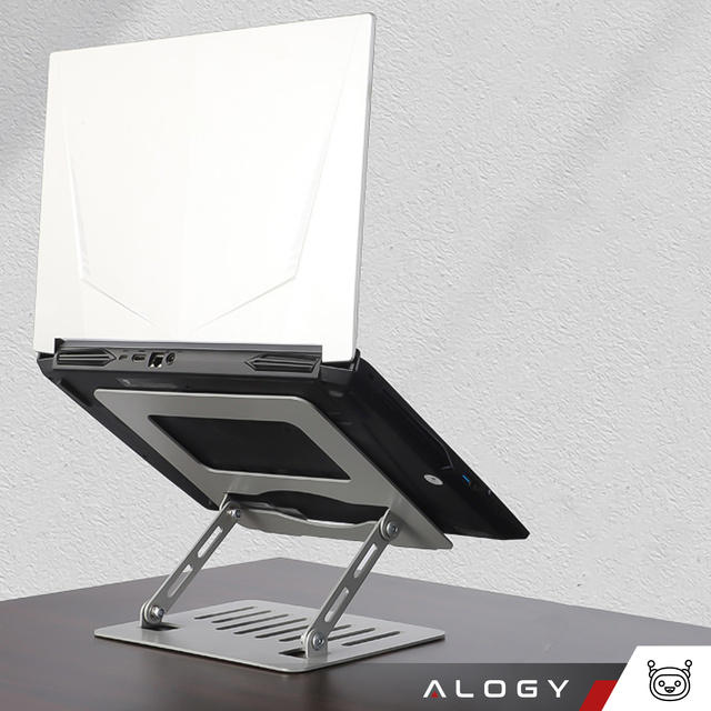 Alogy Uchwyt na laptop tablet stojak podstawka składany regulowany aluminiowy na biurko 25x21.5cm Srebrny