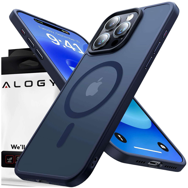 Alogy Etui ochronne do iPhone 15 Pro Ring Case obudowa na telefon do MagSafe Granatowe