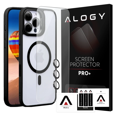 Alogy Etui hybrydowe ochronne do Apple iPhone 16 Pro KickStand Hybrid Case z podpórką do MagSafe Czarne