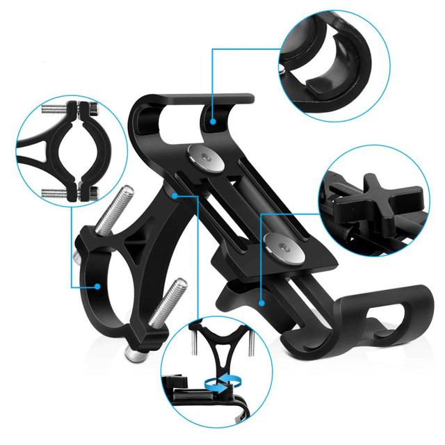 Alogy Uchwyt rowerowy Metal Bike Holder do telefonu na kierownicę do roweru motocykla hulajnogi Czarny