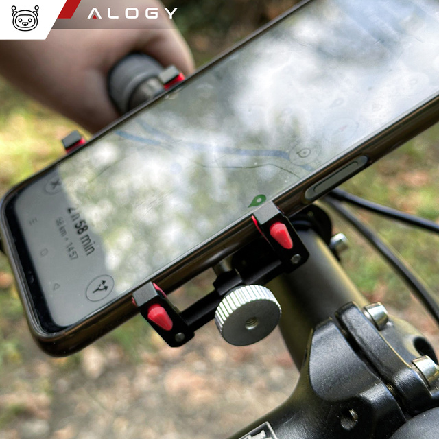 Alogy Uchwyt rowerowy Bike Phone Holder do telefonu 55-95mm na kierownicę na rower hulajnogę motor Czarny