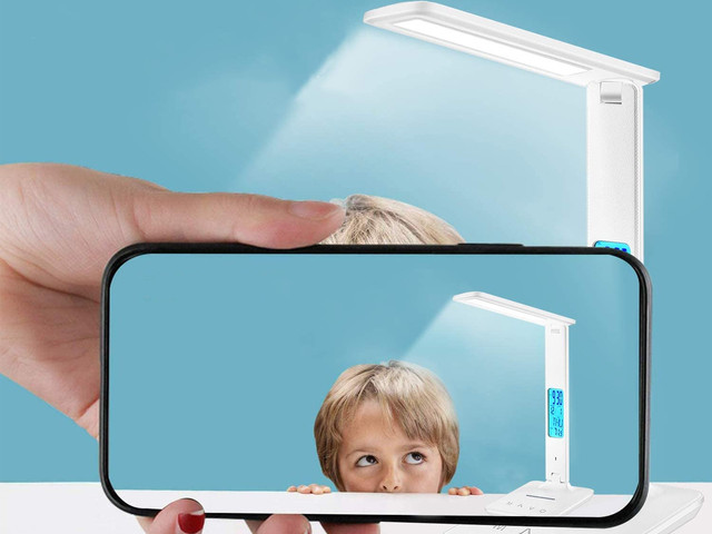 Alogy Lampa biurkowa LED ładowarka indukcyjna Qi 10W z wyświetlaczem Biała