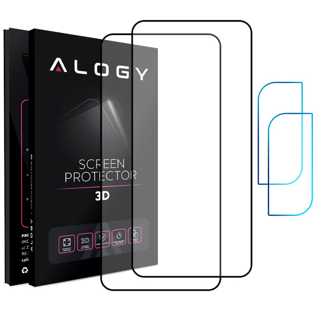 Alogy 2x Szkło Full Glue FC + 2x Szkło na obiektyw kamerę do Samsung Galaxy S22