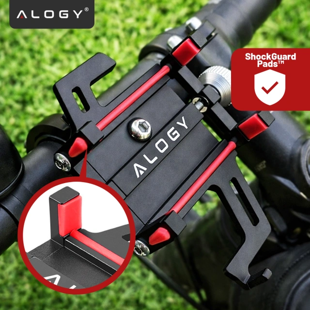 Alogy Uchwyt rowerowy Bike Phone Holder do telefonu 55-95mm na kierownicę na rower hulajnogę motor Czarny