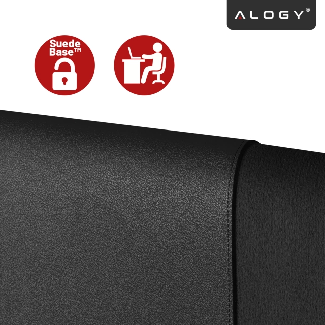 Podkładka na biurko 120×60 cm – antypoślizgowa mata ochronna z eleganckiej ekoskóry PU, pod mysz i klawiaturę, stylowa i trwała – Alogy WorkMat™ Czarna
