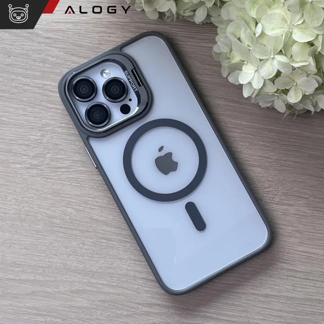 Apple Etui hybrydowe ochronne do iPhone 16 Pro Alogy KickStand Hybrid Case z podpórką do MagSafe Szare